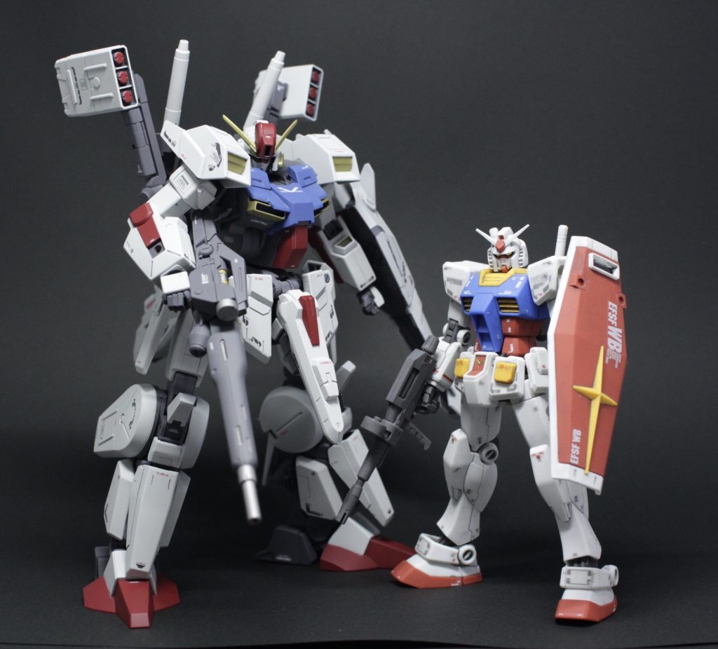 HGガンダムと。
シルヴァバレトベースなので相当デカいです。
組んだことないんですがシルヴァバレトサプレッサーはここからさらにヒールになるんでめっちゃデカいんすねアイツ。