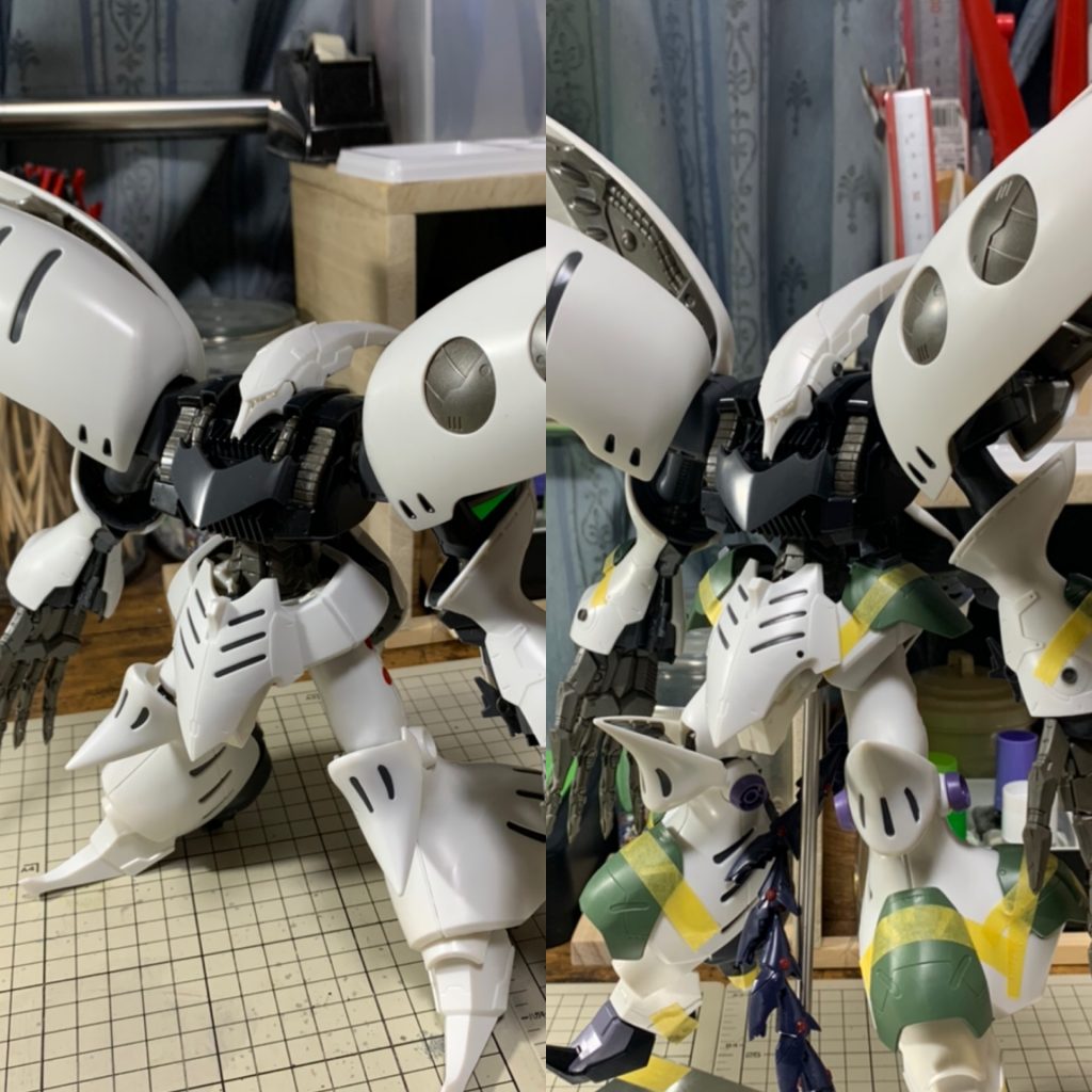 素組み比較です。
延長工作したのであごが引けるようになり悪そうな印象がつけれたかなと思います。