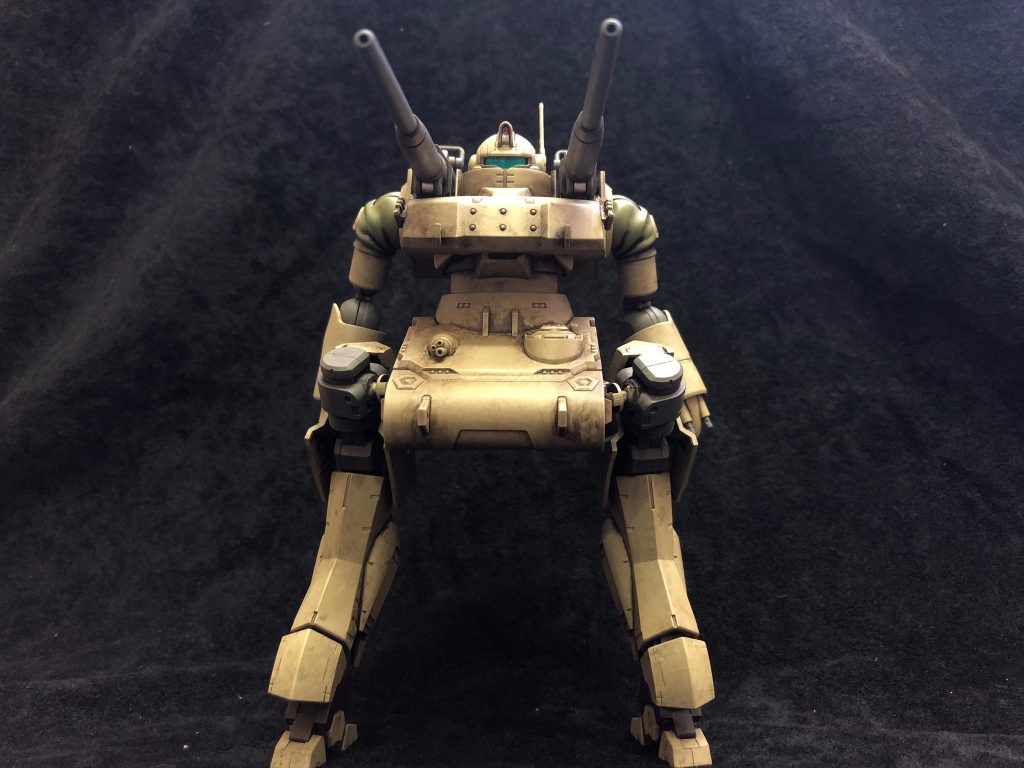 ということで、過去の作品の投稿になりますが、誰もが思いつくのに案外あんまりやらない足つきガンタンクをばひとつ。ある意味これも戦車人シリーズ？