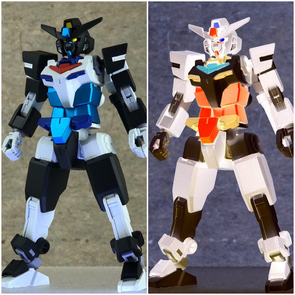 ちなみに、コアガンダムそのものは完全に無改造です。
ただ、その分カラーリングは大冒険して、ネガカラーにしてみました。
左半分が元写真、右が画像加工してネガポジ反転したものです。