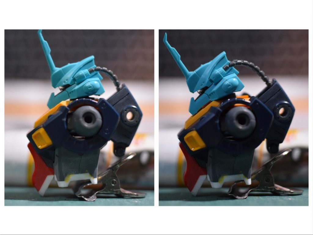 このように首が前方に移動できるようにしました。この改修で箱絵のイメージにかなり近づきました。