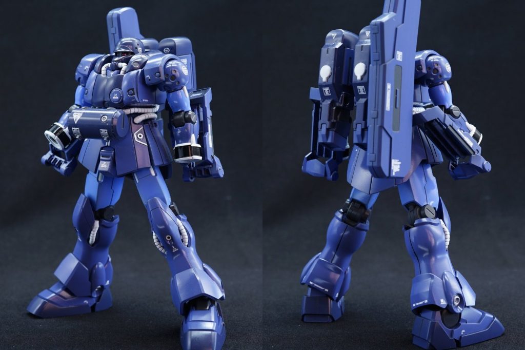 ## デカール貼り
ラッカー塗装→クリア→部分塗装→クリアが済んだ後にデカール貼り。
袖付きからジオン残党に供与された機体なので、必要以上の注意書きがなされているだろうと想定したので40~50枚くらいをペタペタ貼り付けました。