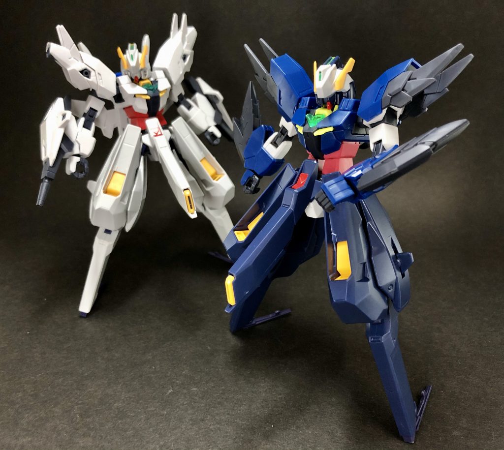 そんなこんなでコアガンダムによるウーンドウォートもどきでした。
最後のオマケに……
つい先日メルクワンアーマーが発売されたので、ヘイズルⅡの脚部と合わせていわゆるティターンズカラーも作っちゃいました。
黒くてトゲっちいデザイン、男の子ならみんな好きですよね……