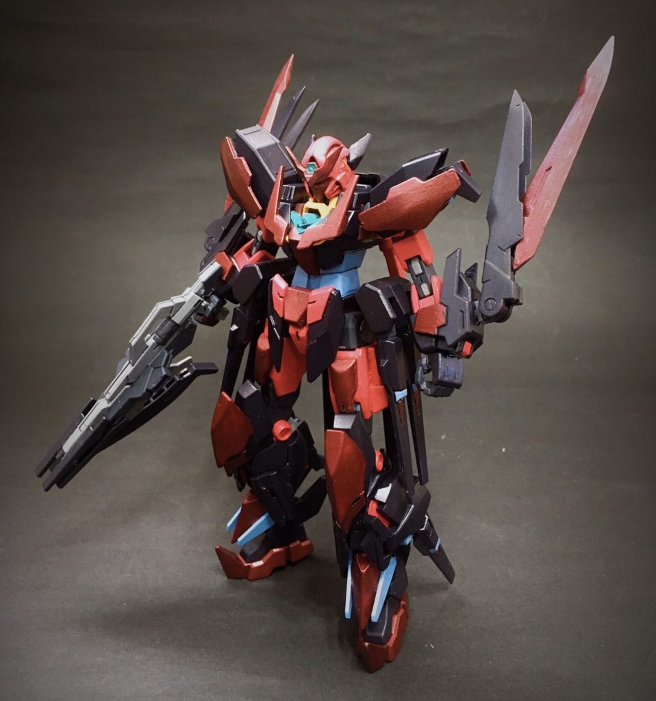 プルートアーマー（冥王星）装着。赤いコアガンダムに対してオーベルジーヌと呼ばれる濃紫の装甲を纏う。冥王の名に相応しい禍々しさを放つ。(アーマーはパールローズディープレッド、ロシアンエアクラフトブルーを半光沢仕上げ)