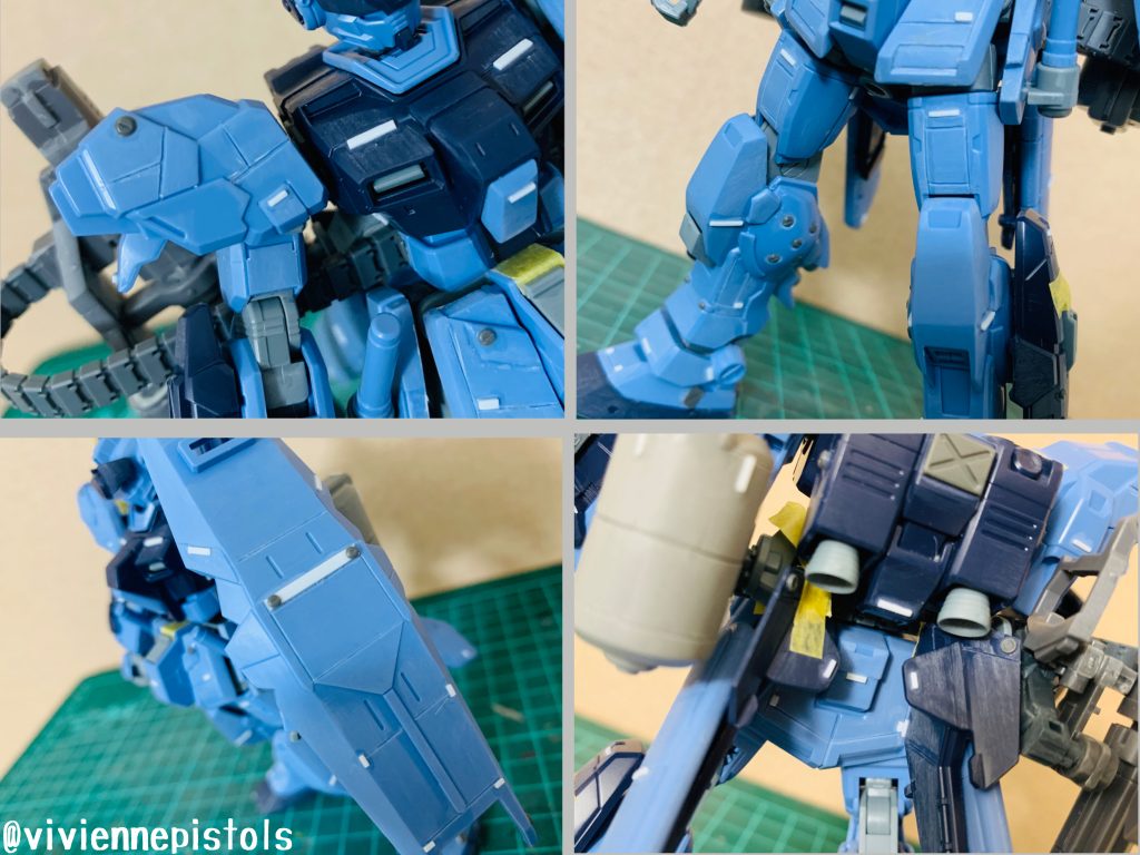 0.1と0.2でスジ彫りをし、0.5のプラ板と社外パーツを使いディテールアップをしています。