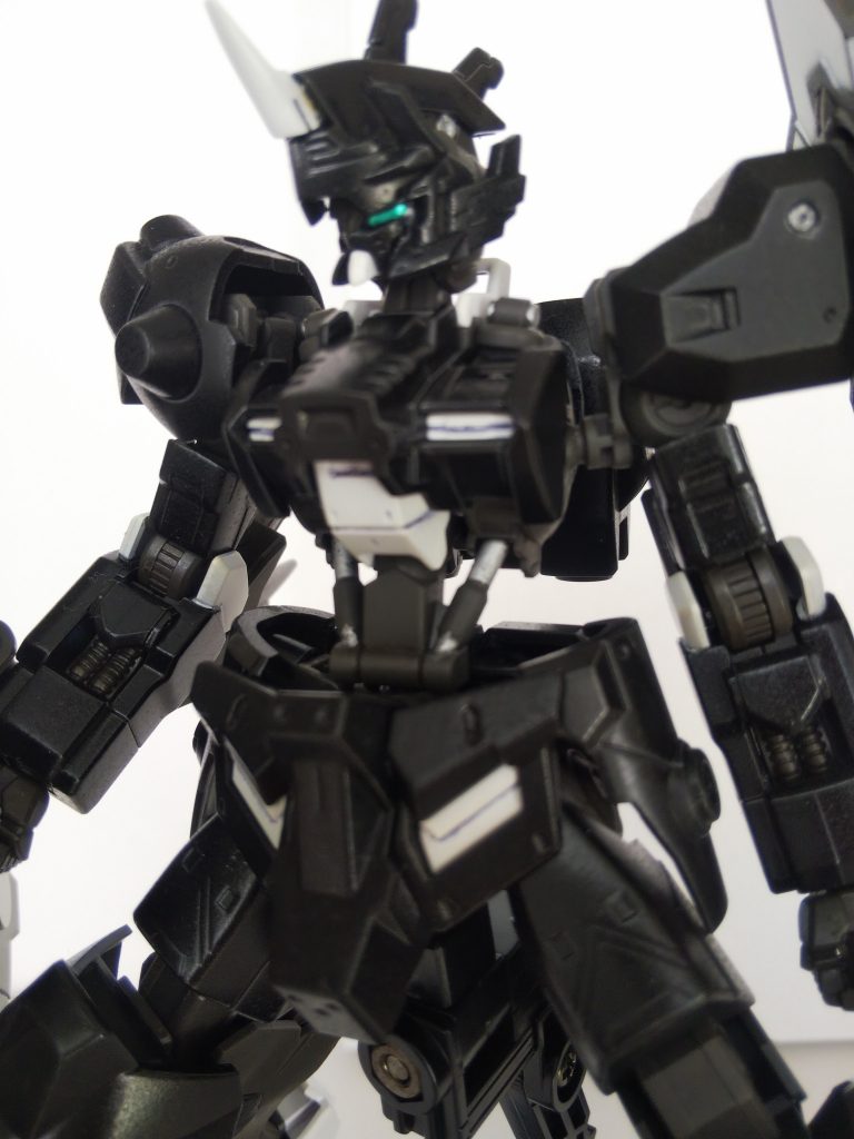 分かりづらいので上半身アップ。額は二本のツノは切除して上下反転させ一本角を付けました