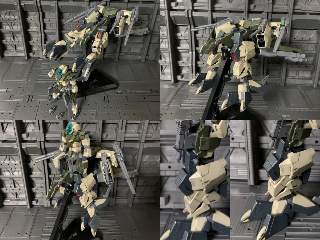 ここから合体機構の説明です

まずはアーマー側の腕部をコア側の脚部をドッキングして、アーマー本体から取り外します。腕部のボールジョイントは内側に回転して収納します。