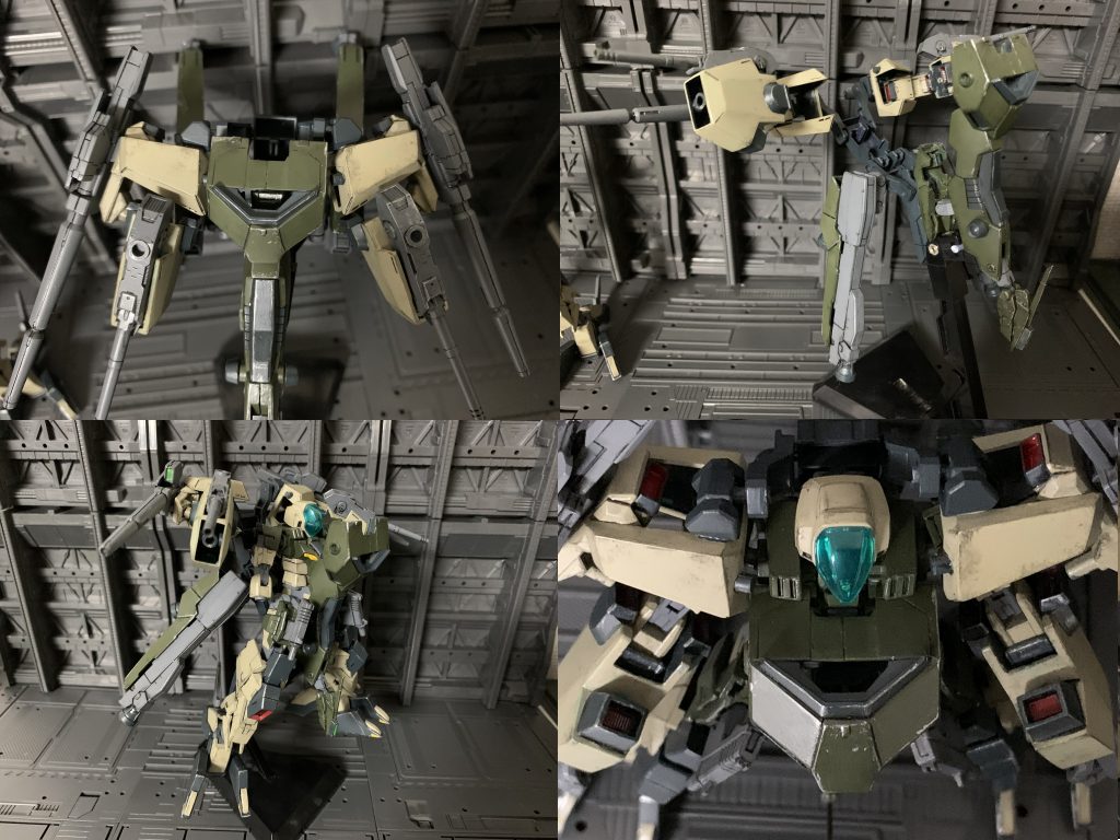 アーマー本体のロックを外して色々展開。そこにコア本体を挿し込み、アーマーとコアをコアの腰とバックパックでジョイント。胸部アーマーとコアの胸部もジョイントします