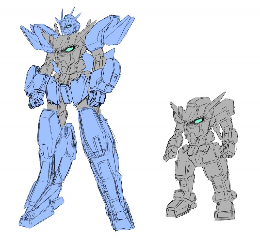 始まりはコアガンダムくん胴体も縮まれば最高だよねってテキトーについったに上げた絵が始まりでした。思いの他反響が良かったので「じゃ、作るか!」ってなりました。ついったくんはスゴイね。