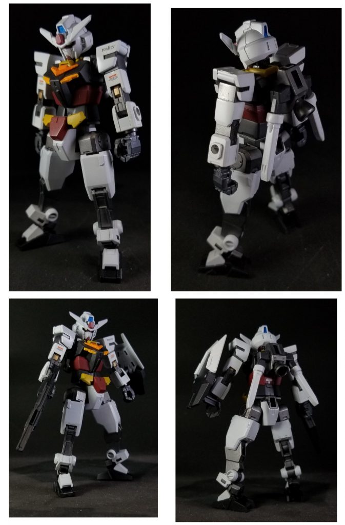 まずはコアガンダム本体
こちらは数箇所にプラ板を貼りディテールアップしています。また、左前腕にプラ板を貼り穴を開けることで両手が空いた状態で盾を装備できます。