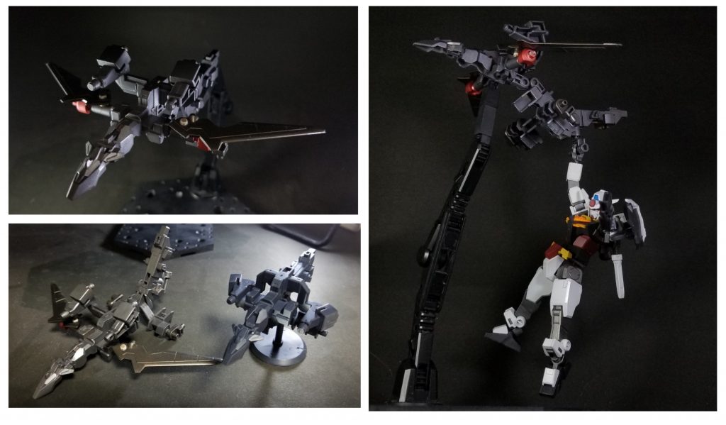 今回アーマー用のフレームを鳥のような形状にしました( ̄▽ ̄)
ぶら下がり撃ちも可能性です!
一応、設定としては本編(ゼルトザーム初襲来時)にもあったコアガンダムのみでの撤退を余儀なくされた時ように、より遠くに逃げることが出来るようにアーマー用フレームの変更をしました。
(※正直これが1番やりたかったw)