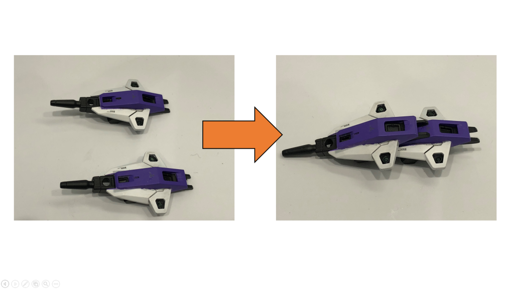 マニファーファング
名称はそのままビットでも良かったのですがビットはソレスタル・ビーイング系のイメージが強いのでファングという事に。
折角コアガンダムにシールドがあるのにジュピターヴになったら無くなっていたので、どうせならという事でマニファーファングはジュピターヴのマニファービットをそのまま使用し、砲身の手前に穴を空けて合体出来るようにしました。
個人的に結構気に入っています!