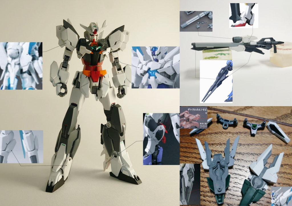 ■テーマは公式感。お偉い方が頭を打った拍子に公式化しないかなぁと思ってミキシングしています。(ごめんなさい)
■メイン武器はショットガンとしていますが、散弾か単発かはご想像にお任せします。貫通力、衝撃、使用感覚が物理弾に近いビーム兵器のイメージです。 (なにそれドッズ)
■高出力の武装を扱う以上、エネルギーをプールするパーツが必要と思い、ビットの基部は小型のバッテリーとして作りました。丸く光っています。(流行りのメカ少女に着想を得ました)