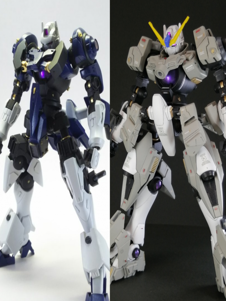 前作、GX-EXとの比較。
全体的にGN粒子感を増すためにレンズパーツ、リアルさを求めてデカール・レッドチップを付けてみました!