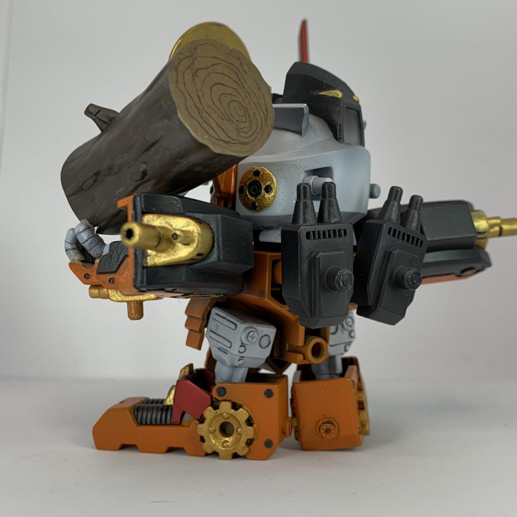 破城鎚戦車形態（クラッシュタンクモード）にしないので、軸を切って金属パーツを貼りました。