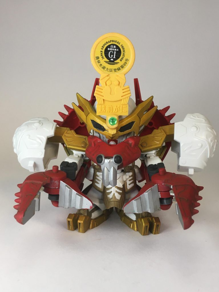 昨今のコロナ騒ぎで出場を断念しました
供養のために、ご当地企画で投稿します
福井の高級グルメといえば、越前ガニ!
越前ガニと合体したガンダム、
越前ガニダムです!