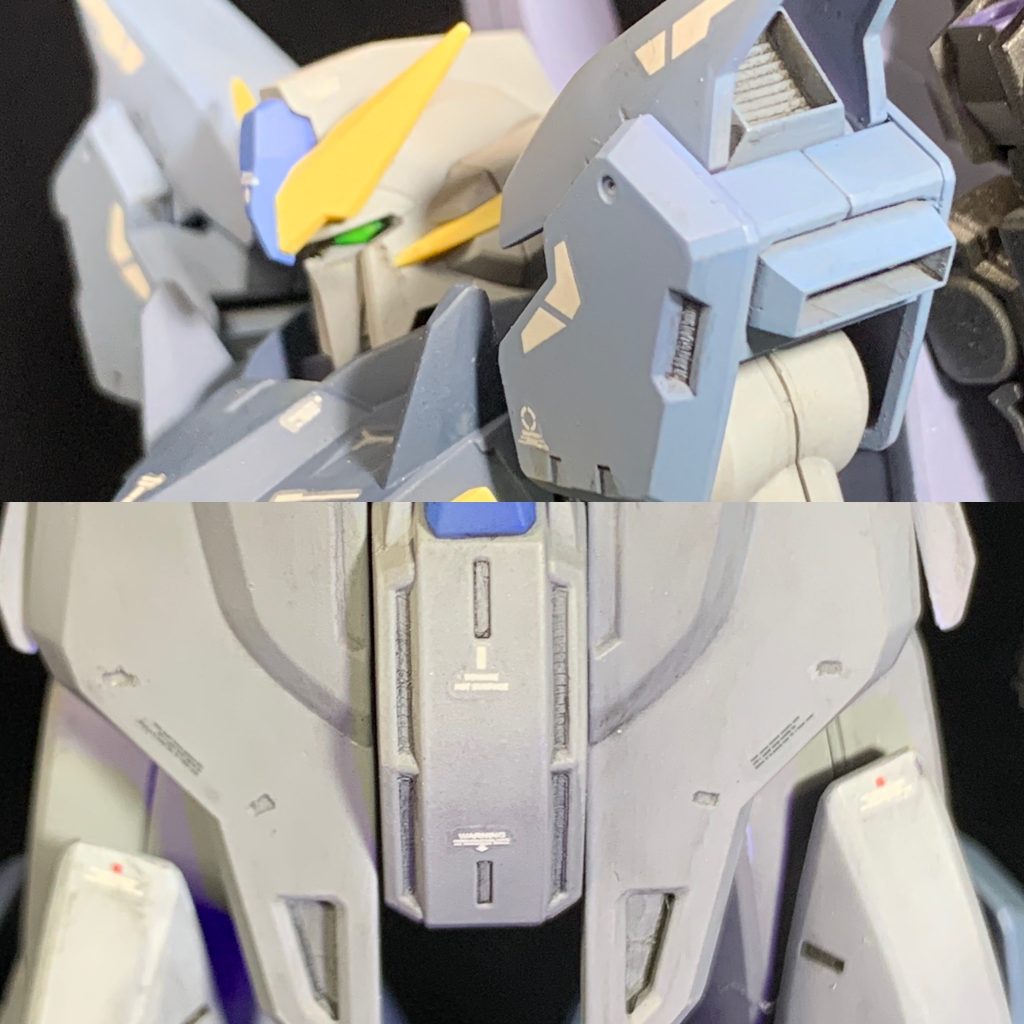 RE/100 ガンダムmk-Ⅲを参考にタガネで彫りました。