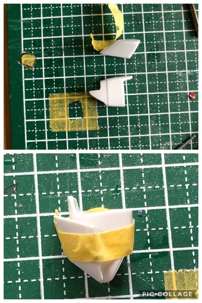 サンドロックの太もも装甲の一部を切り落とし、シュピーゲルのを貼り付け