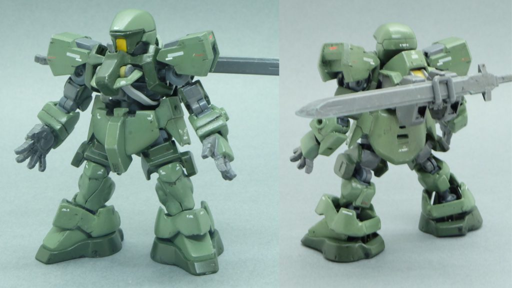 ⚫︎グレイズ(地上戦仕様)
マルチラック・バックパック、ホバーユニット、太腿ブースター、バトルブレードを装備。