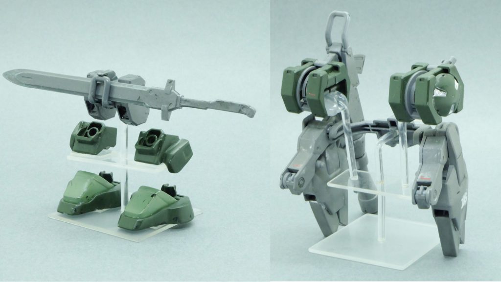 オプションを配置する台座を透明なプラ板・プラ棒で作成。