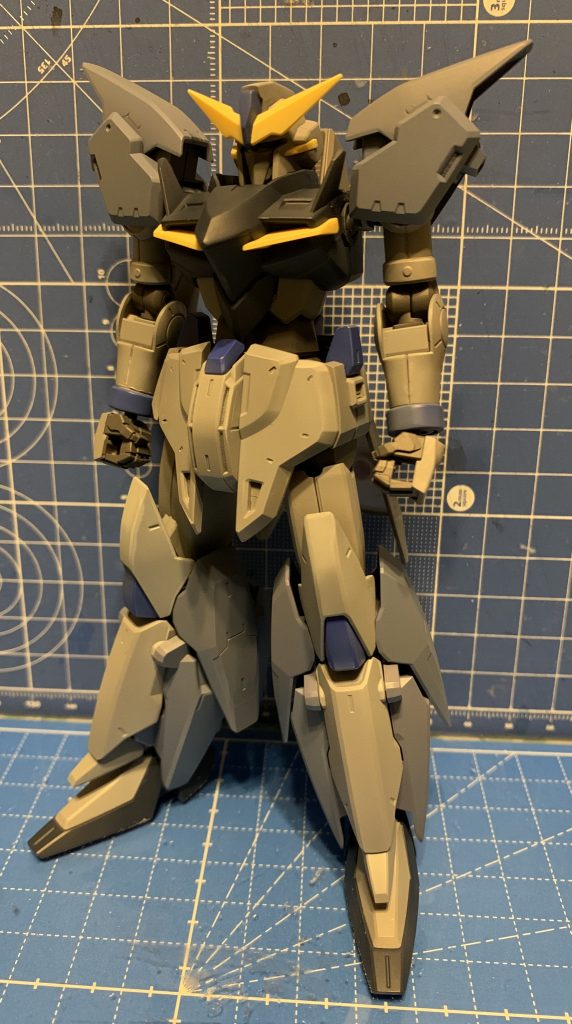 基本塗装完了
クレオス航空自衛隊洋上迷彩色
本体等グレー部:レドームグレー
本体等ブルー部:シャロウオーシャンブルー
本体等ダークブルー部:ディープオーシャンブルー
ガイアノーツ CYBER FORMULA COLOR 
本体等イエロー部:クリームイエロー