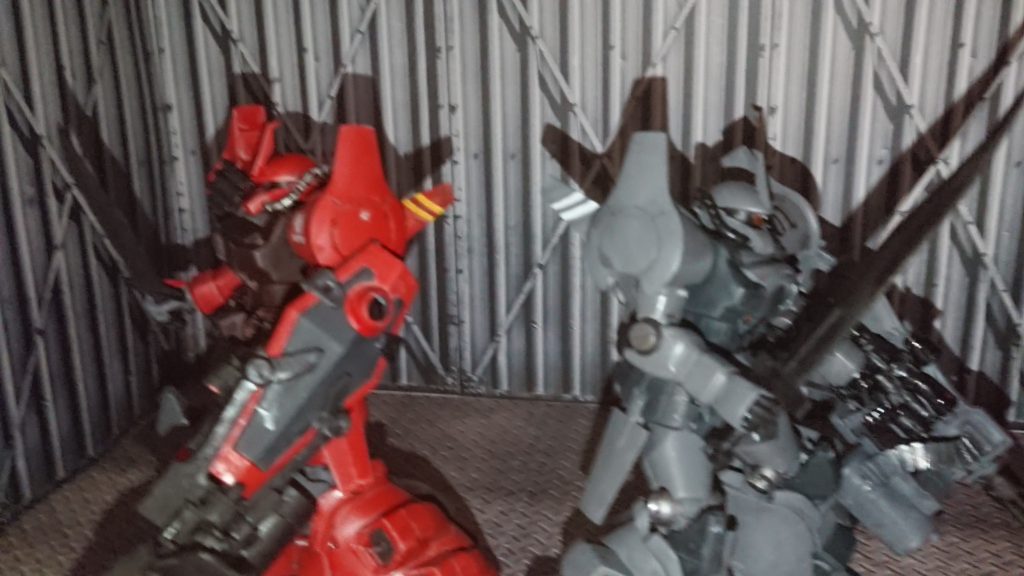 「ったく、こんなもんを見上げても仕方ねェじゃねぇか」

ふと赤いグフフライトタイプを見つめていた彼と共に生き残った男は愛機に目を向けていたその姿にタバコを吹かしながら背後より近寄り,静かに過ごす彼と共に見上げている。

「いゃ、この一年で色々あったなと思ってな」

彼もそう応えながらも今までの事を思い更けつつ相方がいなくなっていくのも気づかないまま一夜,愛機と共に過ごしている。