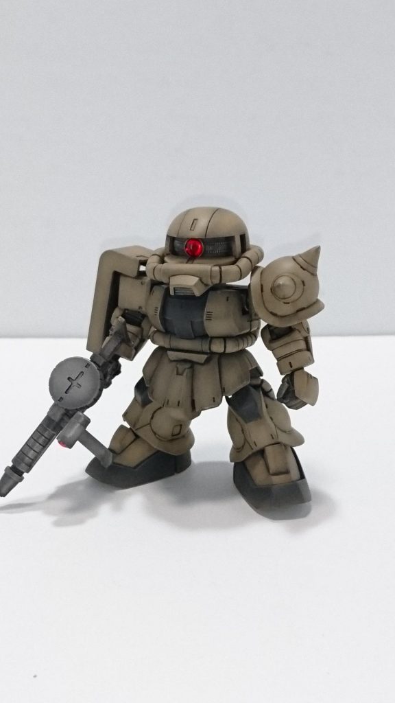 ザクが錆びたりバーニアから煤が発生するかはわからないですが視覚的にわかりやすいので今回は錆びたりするということで。