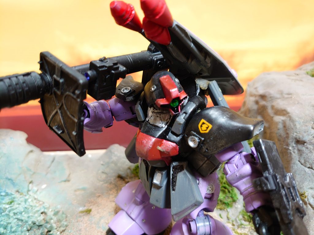 右肩のマーキングを。