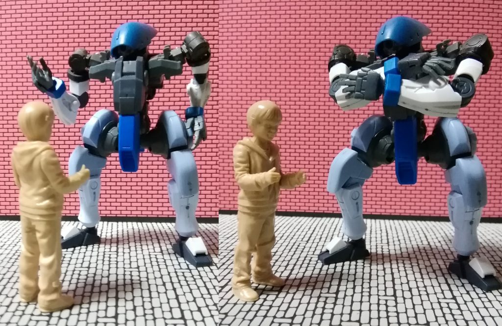 1/20ウィーゴの子供。これぐらいのサイズ感。地面と壁はセリアのシーナリーペーパー