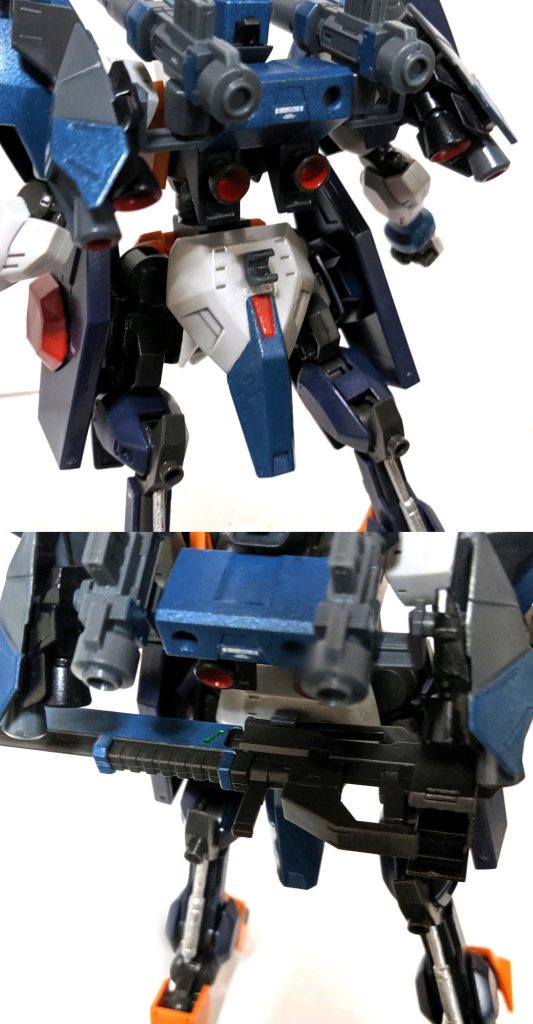 「リアアーマーには武装をマウントする事のできるアダプターが装備されている、これによりライフルとバスターソードを持ち替える事ができ、戦場で紛失するリスクを抑える事ができる」

細かな追加要素ですが、こちらも30MMのオプションパーツを使用してます