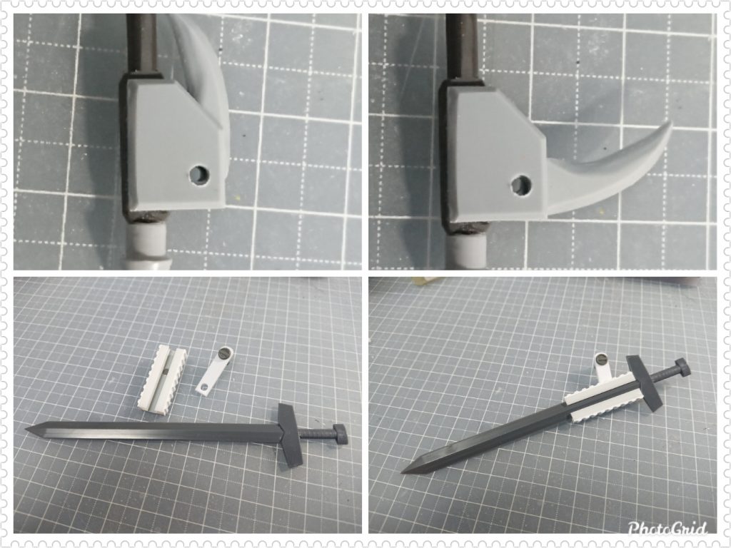 戦槌石突部分の鈎刃の加工と騎士剣ホルダー工作