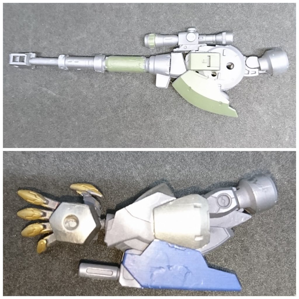 スナイパーキャノンサレオス用の義手兵器遠距離射撃に特化した義手、倍率スコープ付きで射程距離が長く一癖ある箇所もあるが扱いきれば頼もしい武器になる
ベアクローサレオス用の義手兵器近接格闘用に製作された義手腕にマシンガンが取り付けられておりクローの爪には少量の希少金属が使われているとても扱いやすく汎用性が高い