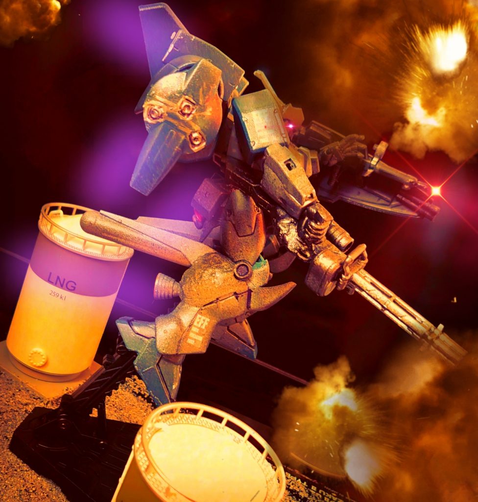 月面基地での戦闘を再現。