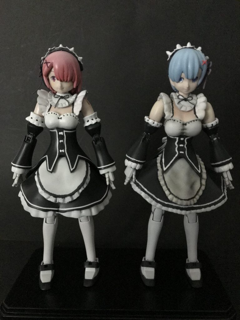 レムのフリルは盛ってから削って整形
ラムはパテが半乾き状態からくねくね折って整形し、軽くヤスリで表面処理。