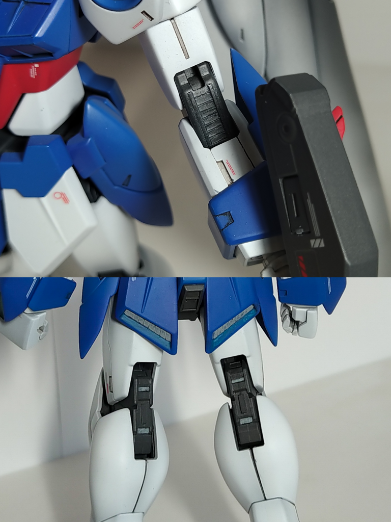 肘と膝裏をプラ板の短冊で簡単ディテールアップ。あ、写真にないけど足首の後ろも。