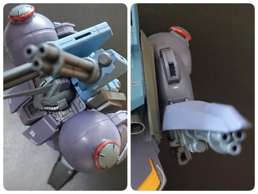 銃口は開口。肩の穴はジャンクスラスターで蓋。これがＩフィールド発生器って設定です。