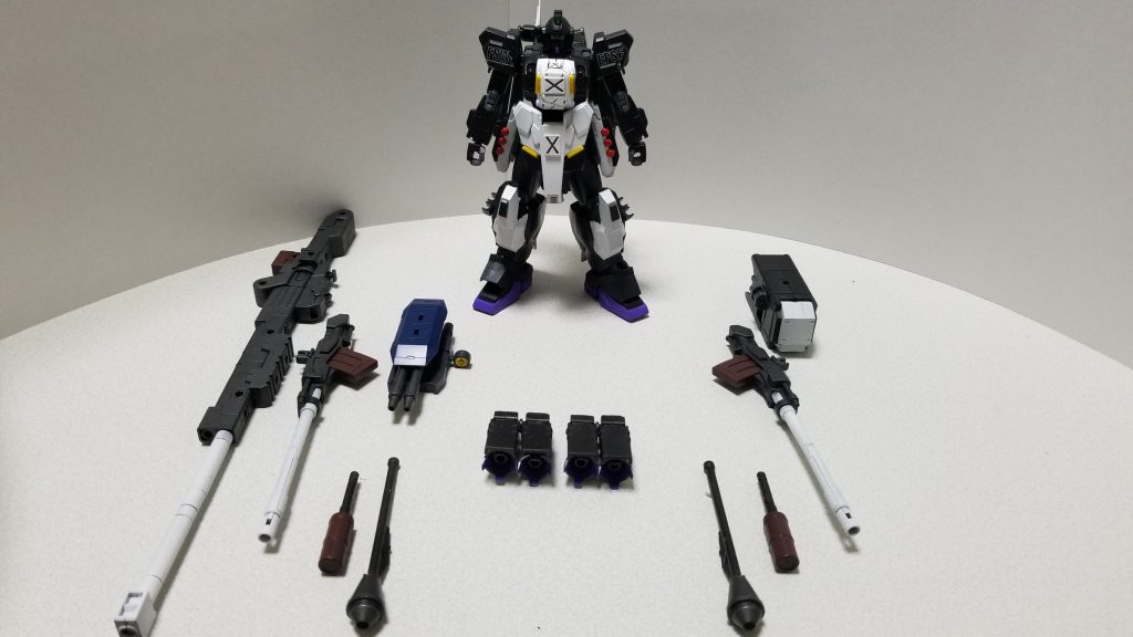 最後に今回のミキシングで使用した部品一覧。
・ベースはBD1リバイブ
・BD3(ダブルビームライフル)
・陸戦ガンダム(180㎜キャノン)
・ジェスタキャノン(脚部、両腰のミサイル)
・シルヴァ・バレト・サプレッサー(胸部、腰の追加装甲)
・ガンダムMk2(両肩)
・陸戦ジム(バックパック)
・ビルドファイターズのパワードアームズパワーダー
・コトブキヤのMSG