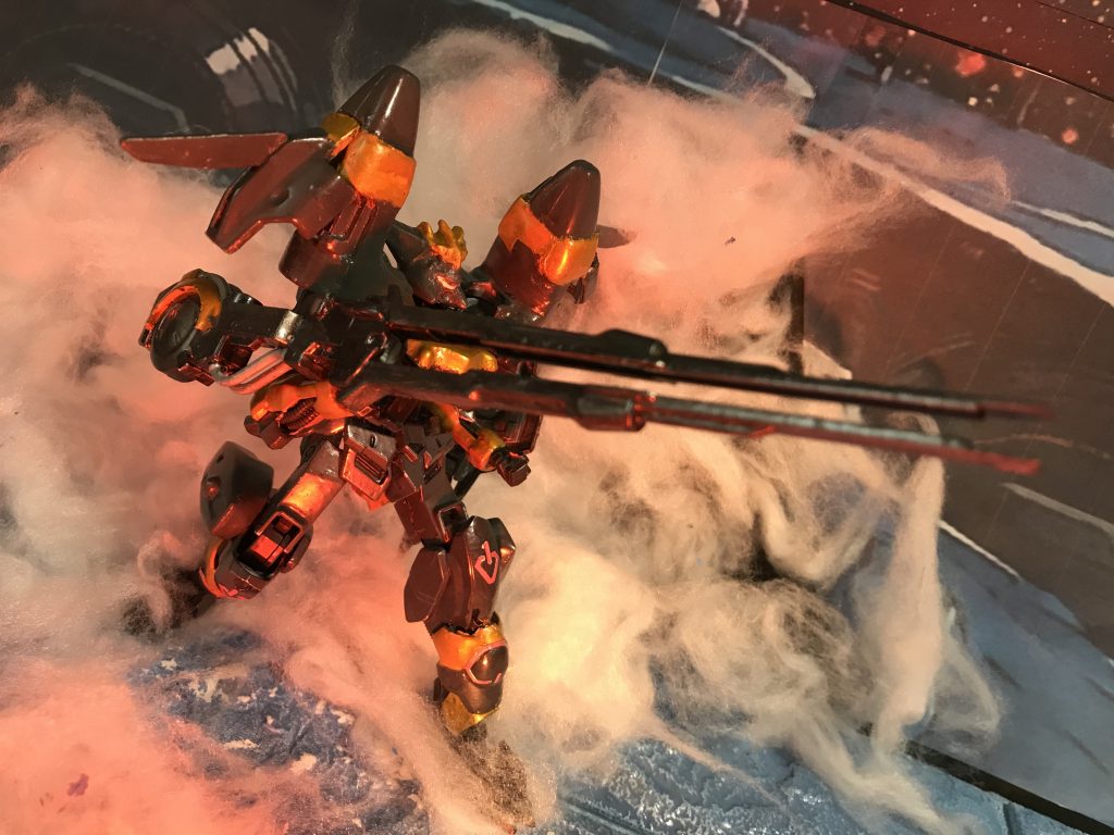 周囲の状況がゲームのイベントと思っている本人は、、、
「おぉー!!何か燃える展開!原作と似てるー!!よっしゃー!発進っ!!」
メガキャノンを構えるバルバスター、突然のMS出現に困惑する敵機。
「バスタァー、ビィィィィームッ!」
あくまでメガキャノンをバスタービームと言い切り、一気に周囲の敵機を爆散させるバルバスター!
「敵ではなく味方なのか、、、?」
「我が艦を助けているように見えます、、、」敵機よりもっと困惑する艦長とオペレーター。