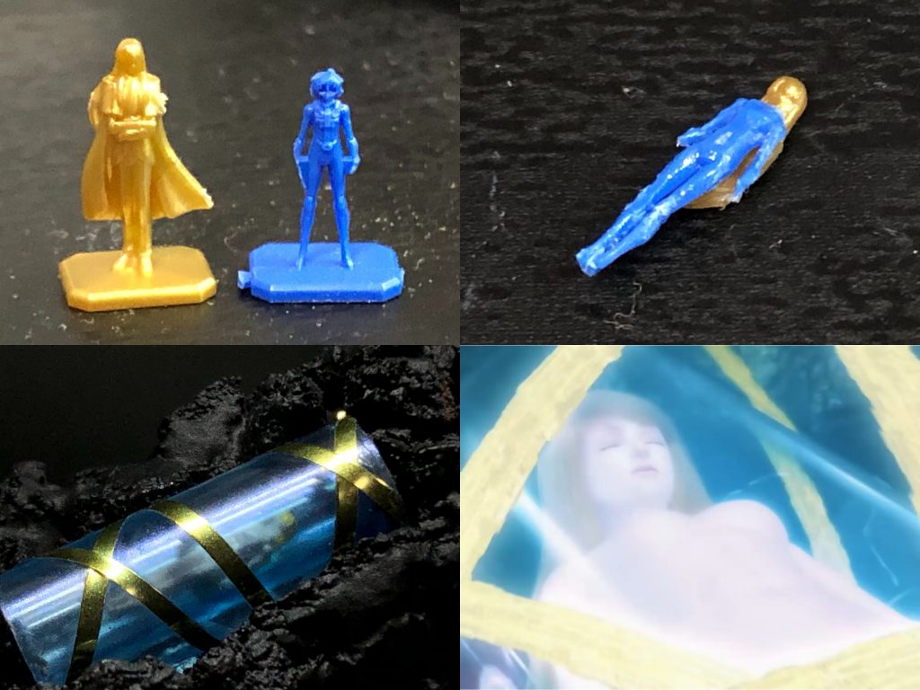 ビューティーメモリーの中には女性が入ってるみたいなので、RG付属の刹那Fセイエイとロンドミナサハクには犠牲となってもらいました。