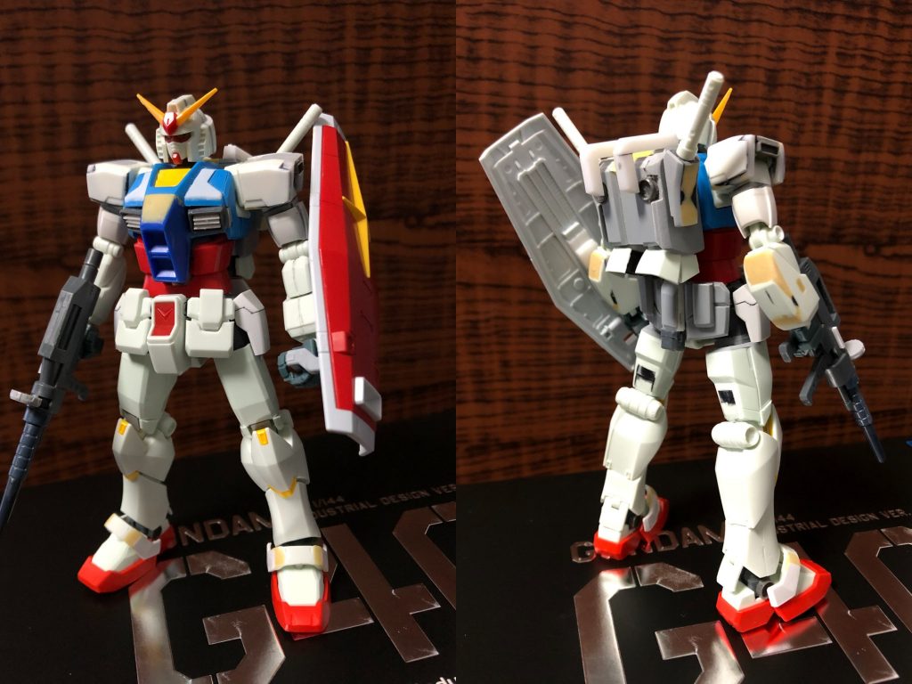 特徴的な肩とバックパックはほぼフルスクラッチです。
ミキシングパーツとしては
GM/GM→太もも、足、腕など
ガンダム(G30th)→シールド、コクピット周り
ガンダム(REVIVE)→頭、ビームライフル、ビームサーベルなど
ダブルオー→二の腕
クアンタ→サイドスカート
などを使ってます。