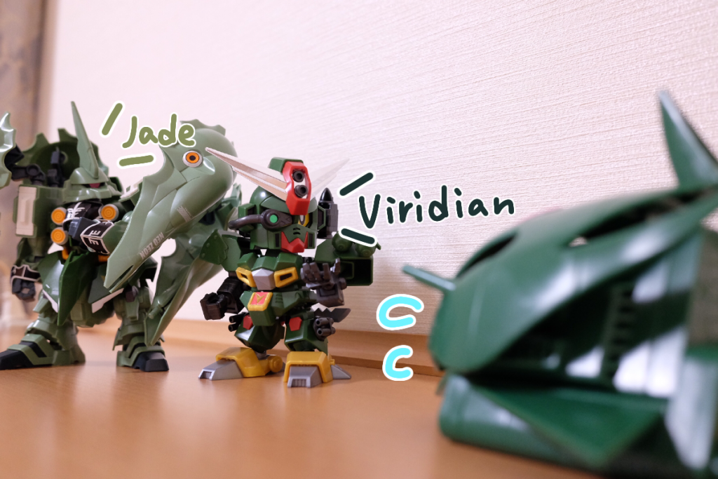 クシャ：いかにも緑色が好きそうだから聞くが、私のこの、優しい翡翠色の方が美しくて好きだろう？
コマンド：いいや、オレの方が綺麗な深緑色だろう、どっちが好きだ？

あの子：え、えーと……