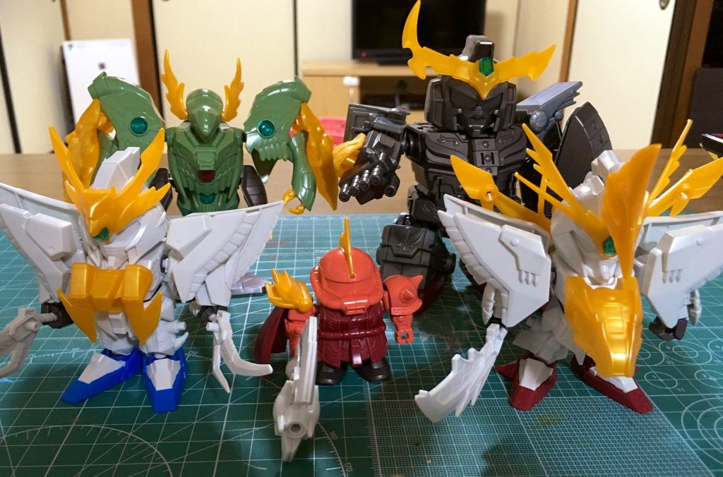 今回は合体を考慮せず、一武将として単体で製作したのでカラーリングや機構など一形態にのみ集中出来たのが良かったです。次回は司馬炎ザクⅡ、成長後の姿という事で他の皆様と頭身を合わせて製作したいと考えています。以上、閲覧頂きありがとうございました。