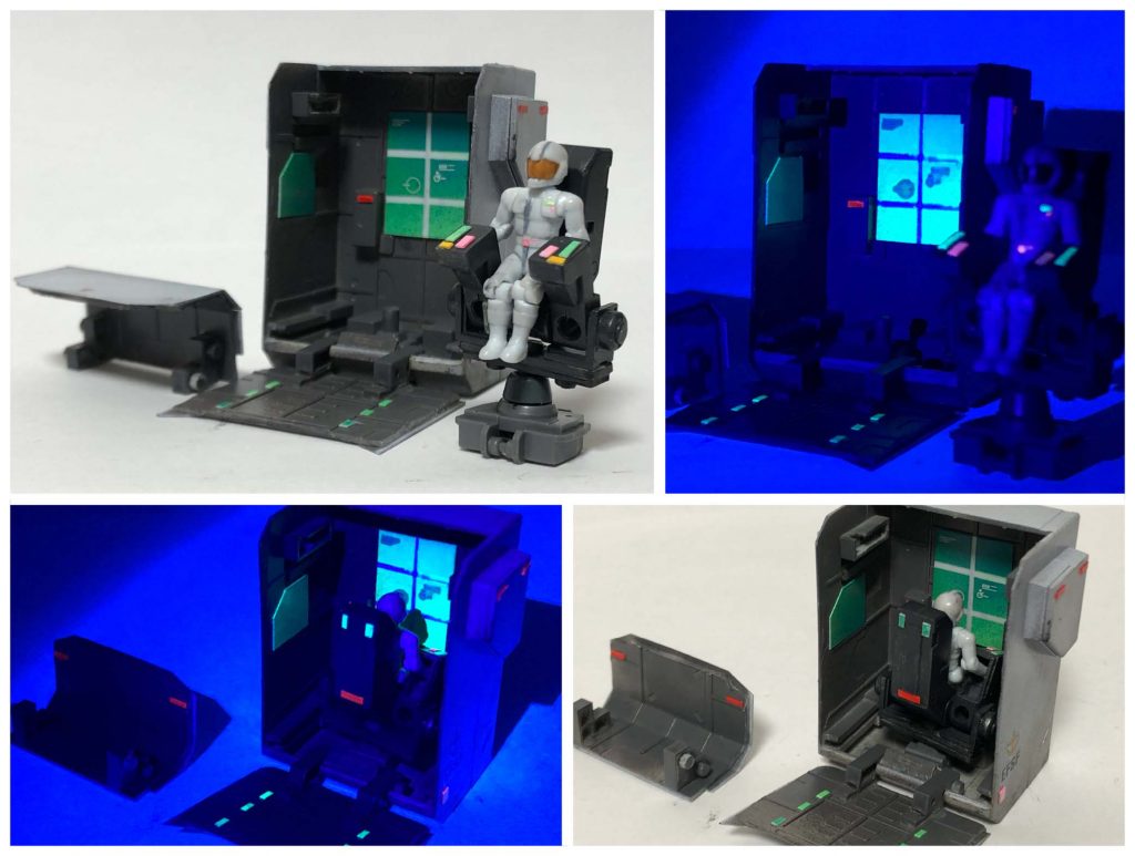 とにかくブラックライトで光ります！
上のふたはメンテナンスできるように簡単に外せるようにしてます
このために陸ガン作ったようなもんだ