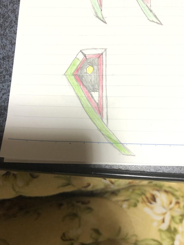 メイン武装のビームシールド搭載ブレードトンファーのデザイン画。

立体感のあるデザインを描ける様になりたい…鍛錬あるのみですね。