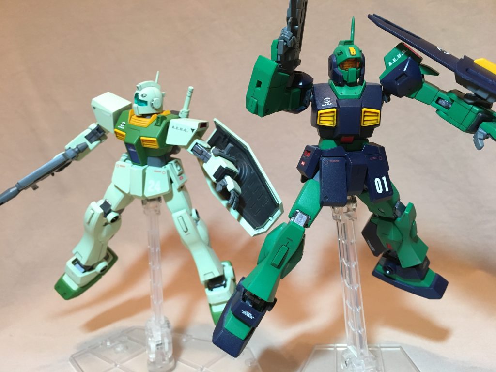 旧ガンスタさんにはネモと合わせて3体一緒に投稿させてもらいました。旧キットの頃は私も子供で塗装なんて頭になくジムⅡは白一色だったと記憶してるのですが、こうやってエゥーゴカラーで並べられるなんて最高だなって思います。
