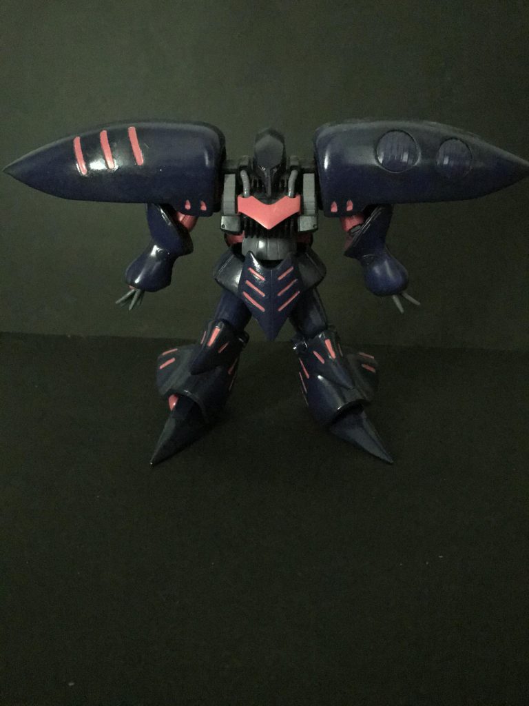 無改造の塗装のみで一応エアブラシを使ってますが、いかんせん当時はまだ14歳全く技術はないです。
塗料は確かキュベレイMk-Ⅱ用の3本セットを使ったと思います。