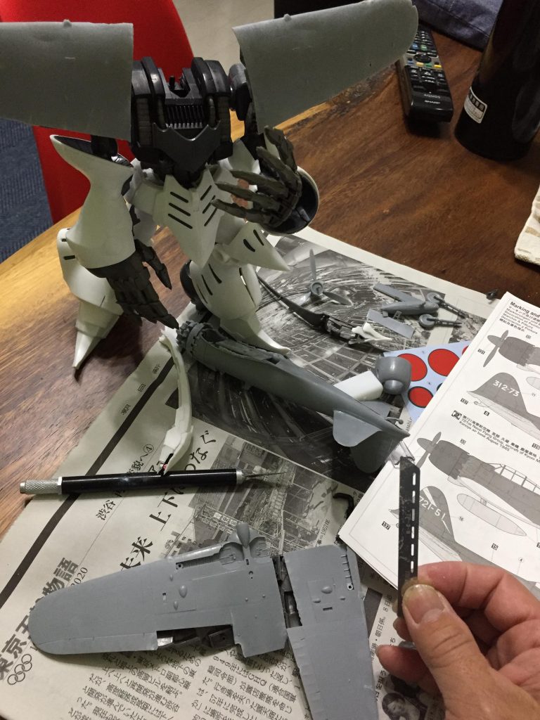 あまり細かな改造計画は立てず、行き当たりで楽しんで製作しました。モデラーの先輩から「プラモ狂四郎の魔改造」だと後から教えて頂きました。