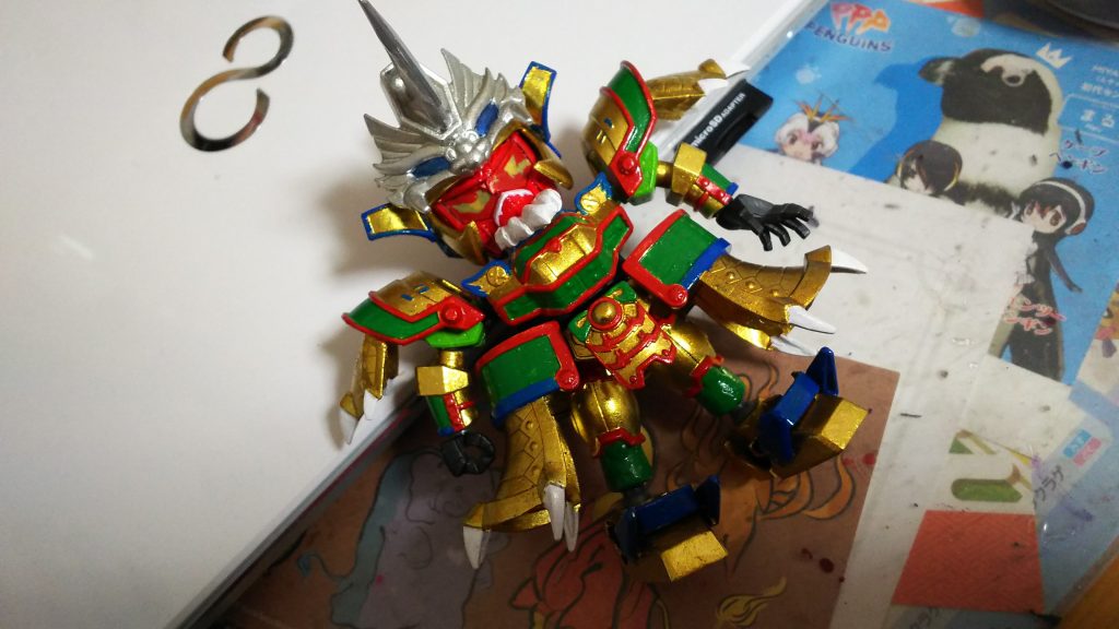 色のイメージは神戸南京町に行ったときに見た関帝聖君の像です
黄色強めの金とペカッとした原色がそれっぽくなったなと満足してます