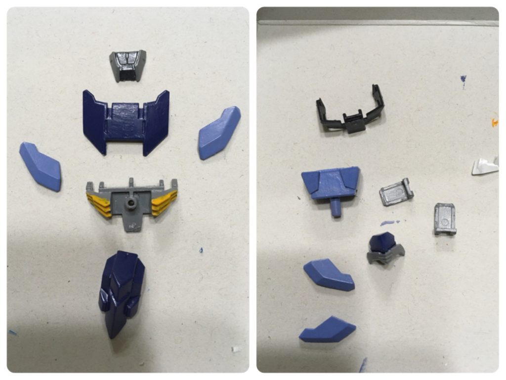 ダンタリオンの胸部装甲はなんか好きではなかったので、左の部品を使って作り直し。ルプスレクスのパーツにフラウロスの褌パーツがピッタリはまります。胴体の延長は別キットの胴体パーツを逆さにしてジャンクで飾りつけ。