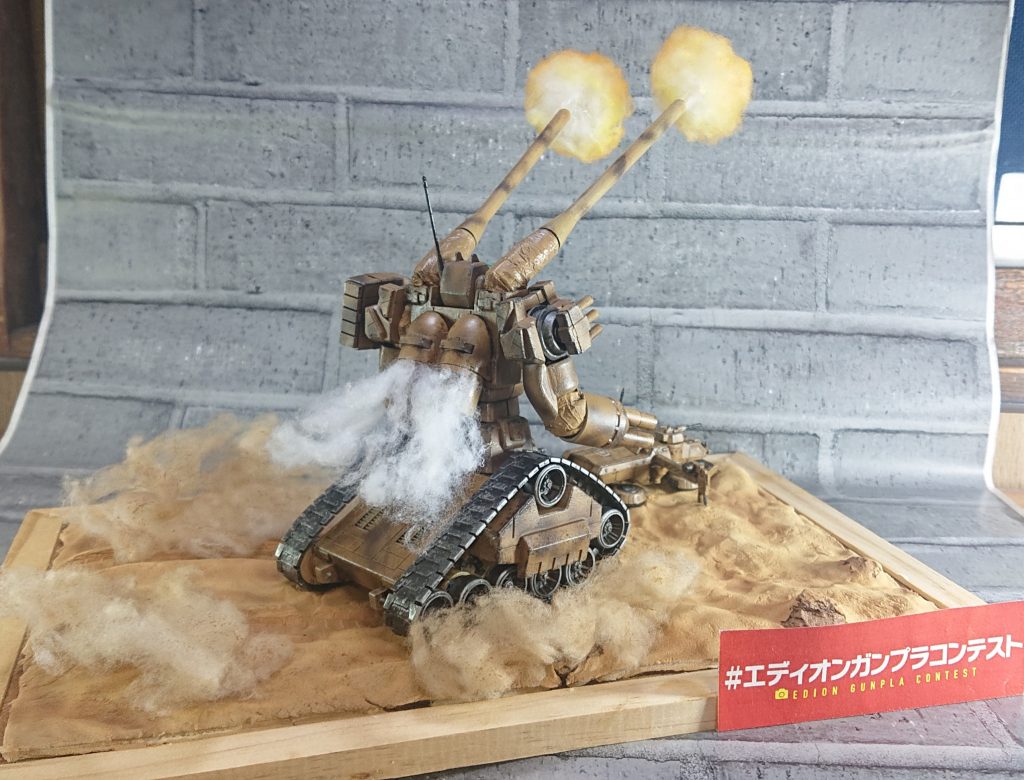 ジオラマ部分もすべて100均のコルトボードや木粉粘土、パークチップで作成。